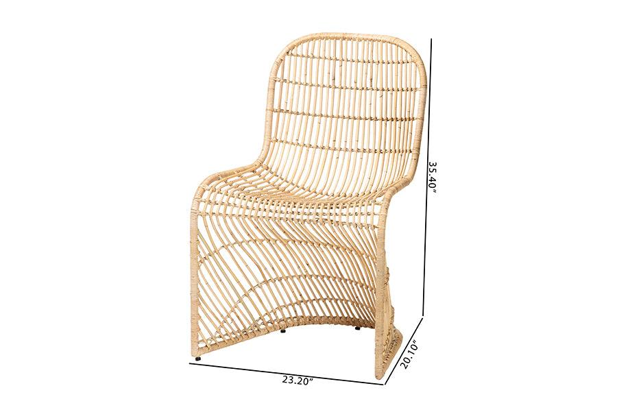 bali & pari Rosalba Bohemian Light Honey Rattan S-Curve Dining Chair FredCo