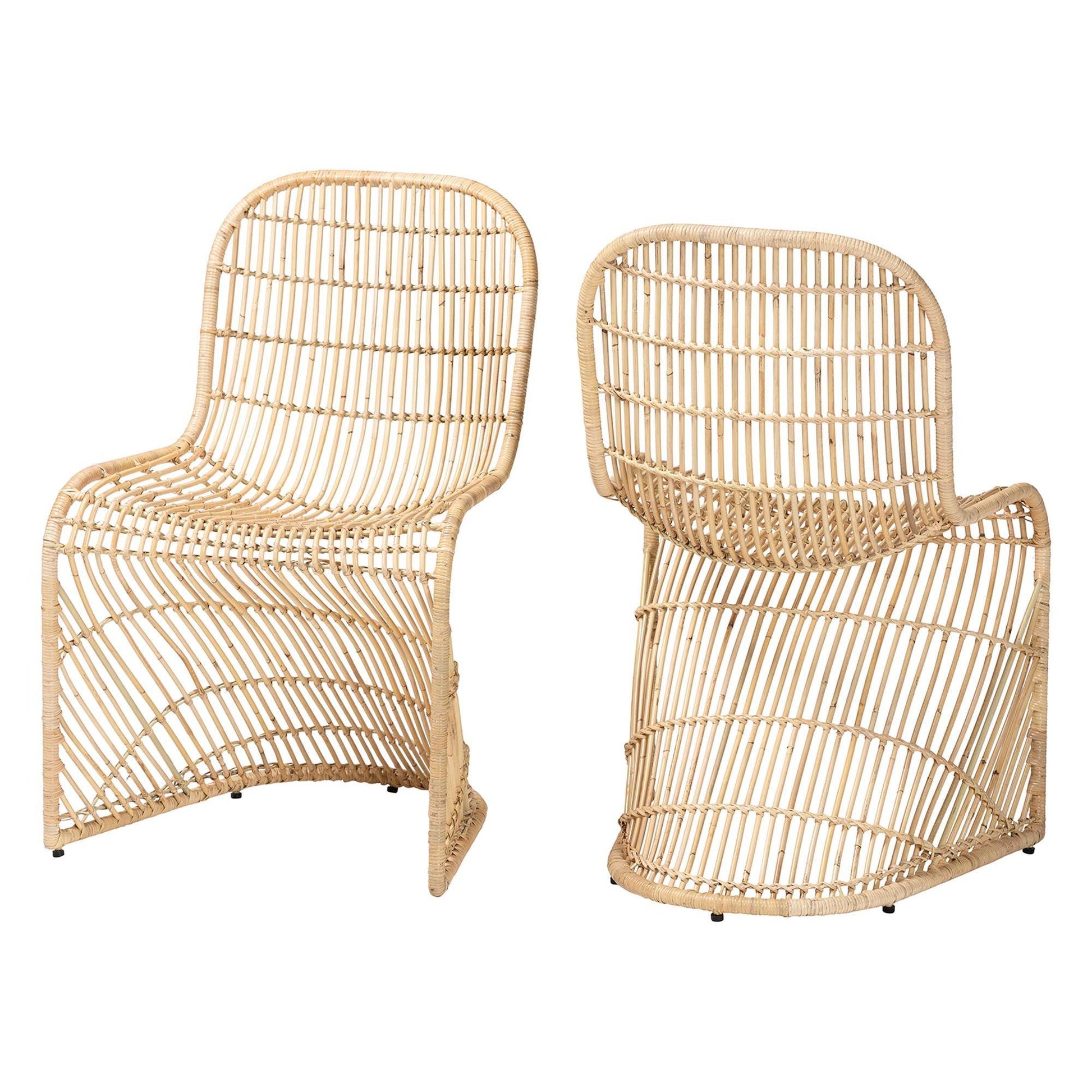 bali & pari Rosalba Bohemian Light Honey Rattan S-Curve Dining Chair FredCo