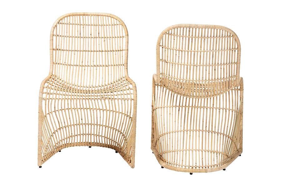 bali & pari Rosalba Bohemian Light Honey Rattan S-Curve Dining Chair FredCo