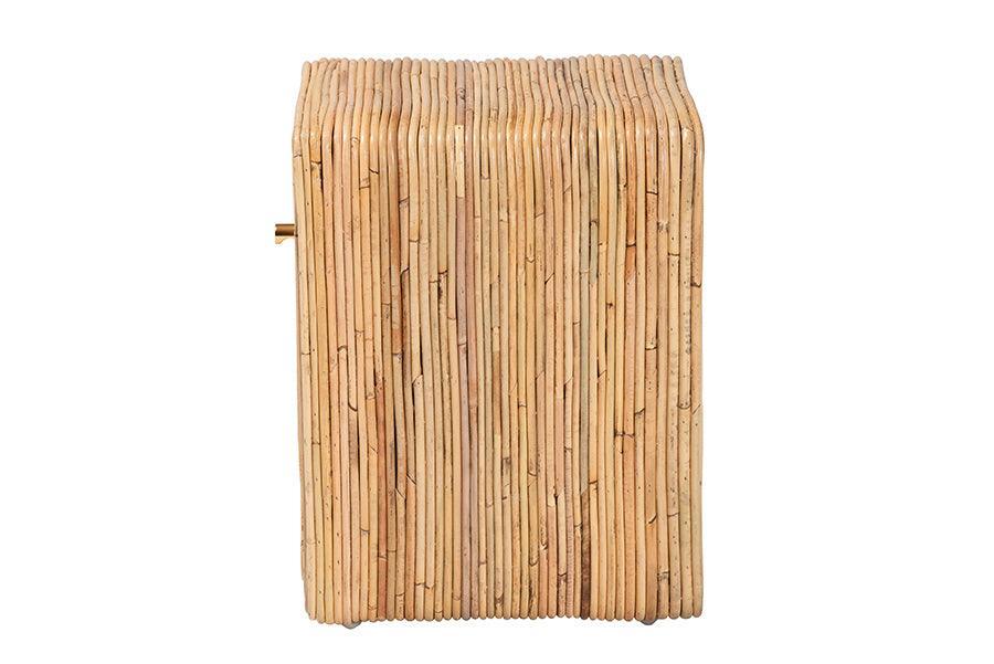 bali & pari Rosina Bohemian Natural Rattan 1-Drawer Nightstand FredCo