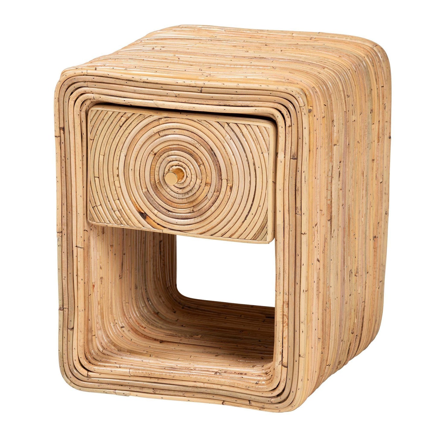 bali & pari Rosina Bohemian Natural Rattan 1-Drawer Nightstand FredCo