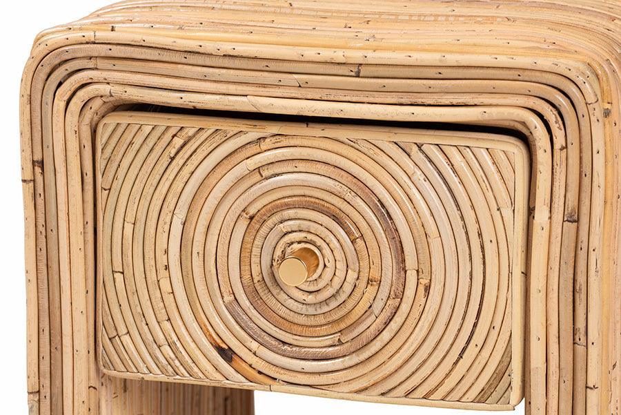 bali & pari Rosina Bohemian Natural Rattan 1-Drawer Nightstand FredCo