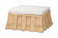 Bali & Pari Rotem Large Natural Rattan Ottoman with Cushion – Handwoven Pleated Skirt Coffee Table or Extra Seating FredCo