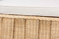 Bali & Pari Rotem Large Natural Rattan Ottoman with Cushion – Handwoven Pleated Skirt Coffee Table or Extra Seating FredCo