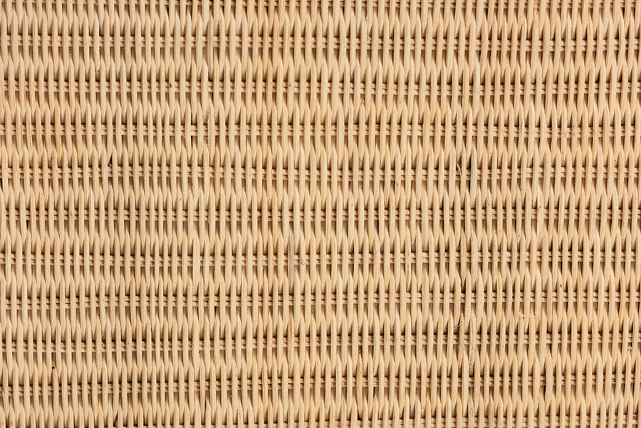 Bali & Pari Rotem Large Natural Rattan Ottoman with Cushion – Handwoven Pleated Skirt Coffee Table or Extra Seating FredCo