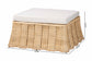 Bali & Pari Rotem Large Natural Rattan Ottoman with Cushion – Handwoven Pleated Skirt Coffee Table or Extra Seating FredCo