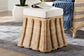 Bali & Pari Rotem Small Natural Rattan Ottoman with Cushion – Handwoven Pleated Skirt Coffee Table or Extra Seating FredCo