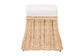 Bali & Pari Rotem Small Natural Rattan Ottoman with Cushion – Handwoven Pleated Skirt Coffee Table or Extra Seating FredCo