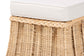 Bali & Pari Rotem Small Natural Rattan Ottoman with Cushion – Handwoven Pleated Skirt Coffee Table or Extra Seating FredCo