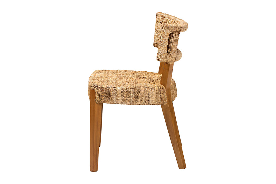 bali & pari Sabit Bohemian Seagrass and Mahogany Wood Dining Chair FredCo