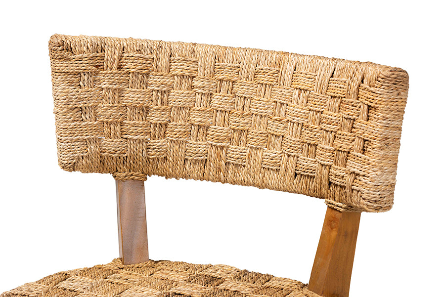bali & pari Sabit Bohemian Seagrass and Mahogany Wood Dining Chair FredCo