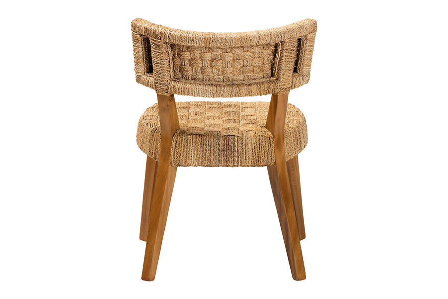 bali & pari Sabit Bohemian Seagrass and Mahogany Wood Dining Chair FredCo
