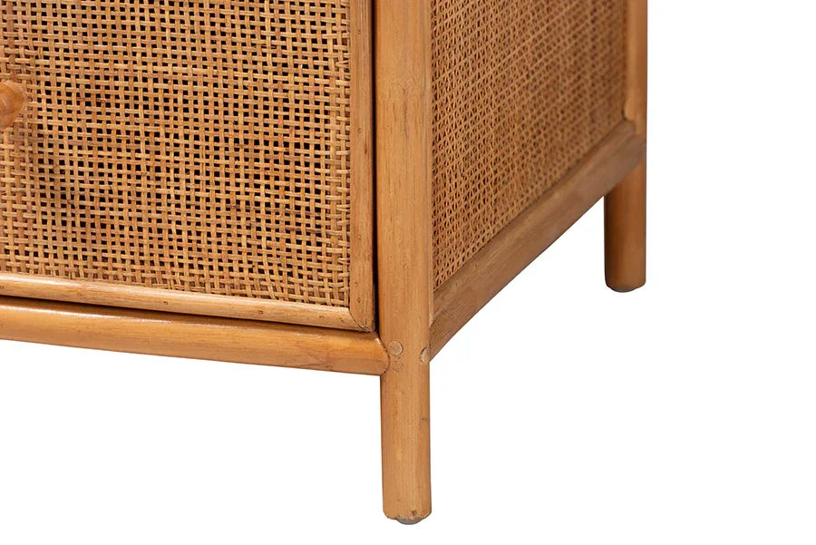 bali & pari Sampit Natural Rattan 4-Drawer Storage Cabinet - Handwoven Cane Displaying Unit with Rounded Frame, Boho Coastal Accent Furniture for Hallway, Living room or Bathroom FredCo