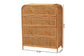 bali & pari Sampit Natural Rattan 4-Drawer Storage Cabinet - Handwoven Cane Displaying Unit with Rounded Frame, Boho Coastal Accent Furniture for Hallway, Living room or Bathroom FredCo