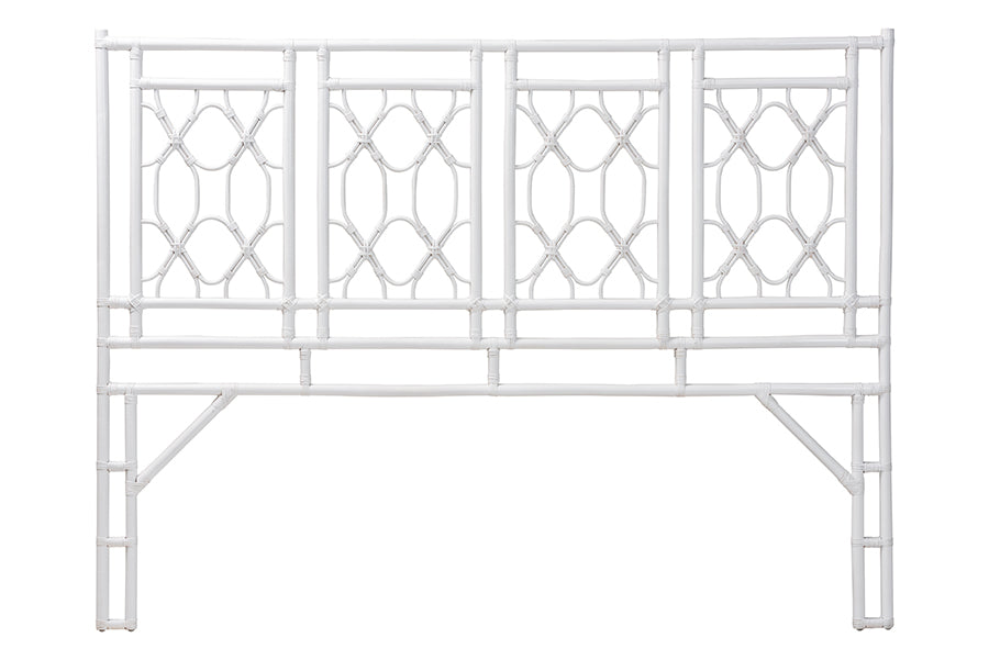 bali & pari Sampson Bohemian White Rattan King Size Standalone Headboard FredCo