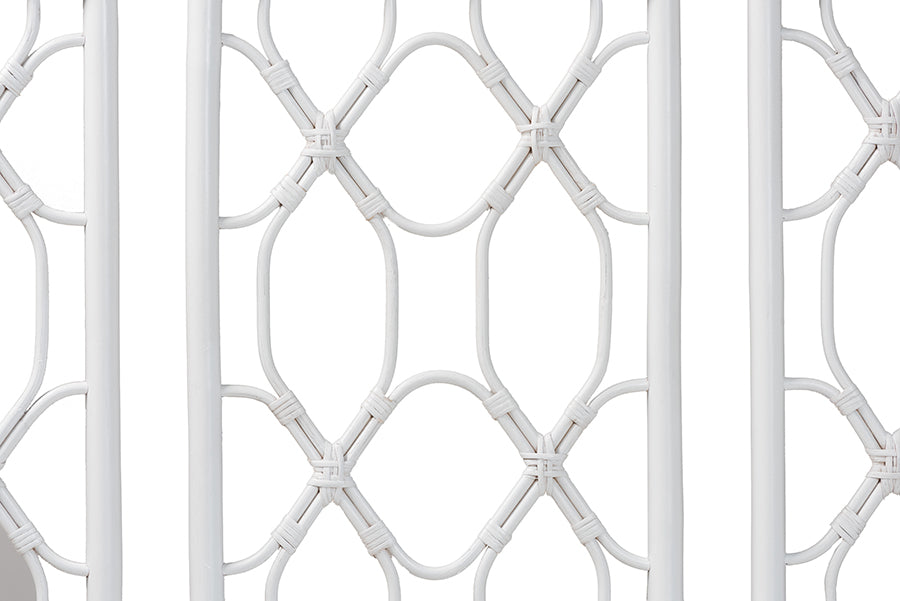 bali & pari Sampson Bohemian White Rattan King Size Standalone Headboard FredCo