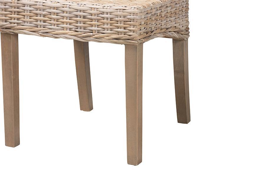 bali & pari Santiago Bohemian Grey Natural Kubu Rattan and Mango Wood Dining Chair FredCo