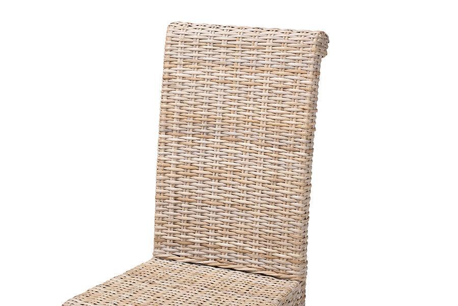 bali & pari Santiago Bohemian Grey Natural Kubu Rattan and Mango Wood Dining Chair FredCo