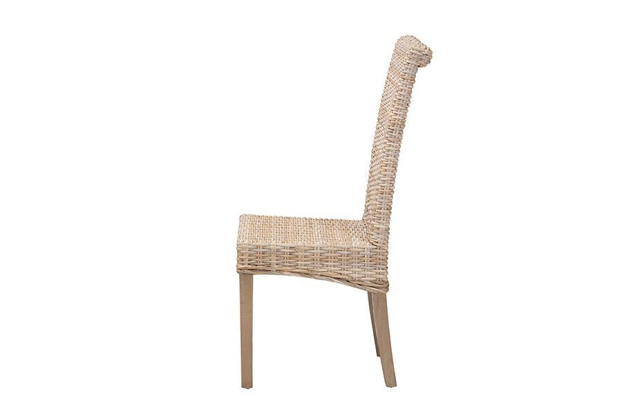 bali & pari Santiago Bohemian Grey Natural Kubu Rattan and Mango Wood Dining Chair FredCo