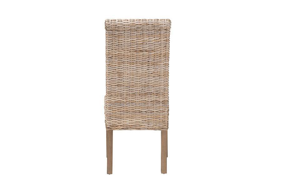 bali & pari Santiago Bohemian Grey Natural Kubu Rattan and Mango Wood Dining Chair FredCo