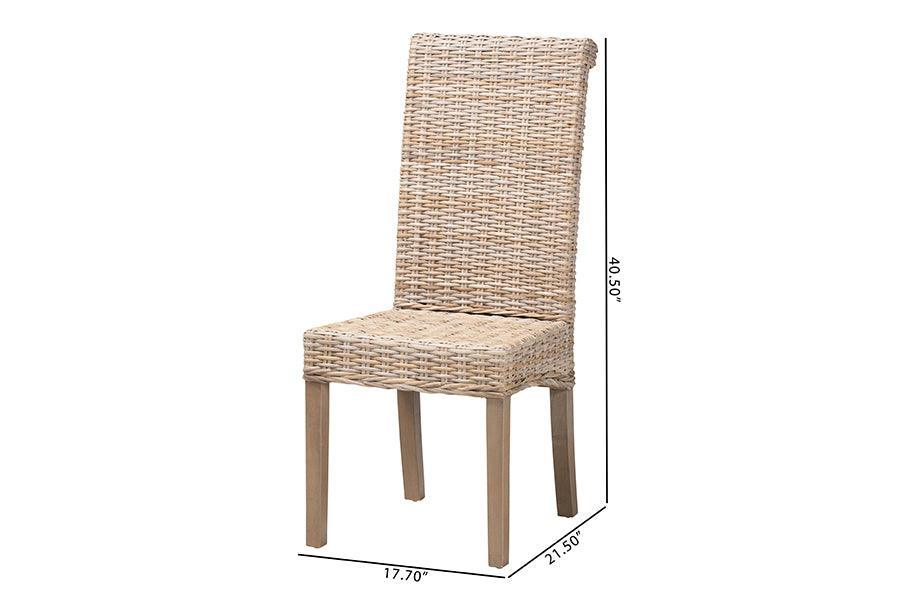 bali & pari Santiago Bohemian Grey Natural Kubu Rattan and Mango Wood Dining Chair FredCo