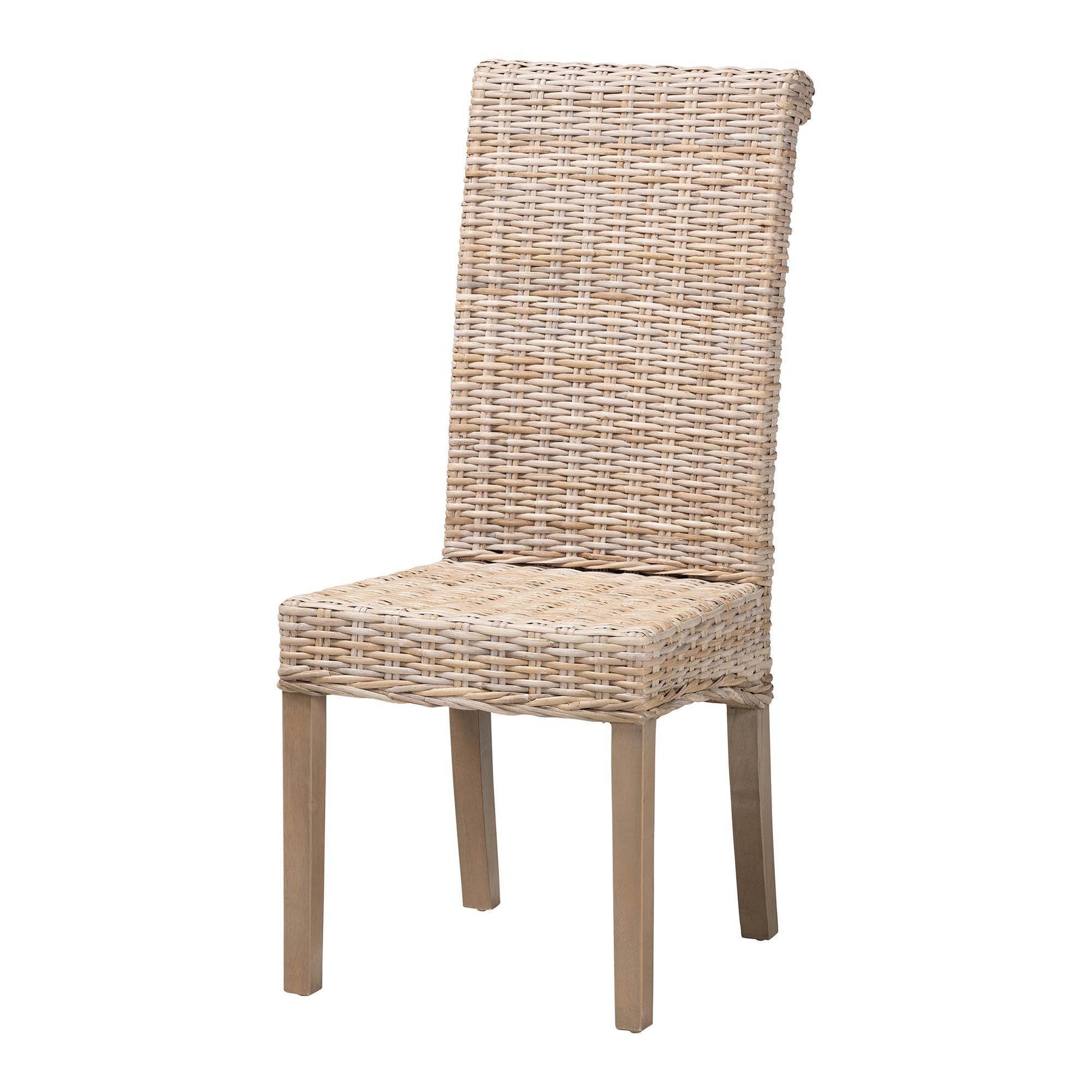 bali & pari Santiago Bohemian Grey Natural Kubu Rattan and Mango Wood Dining Chair FredCo