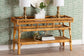 bali & pari Savitri Modern Bohemian Natural Rattan 2-Tier Console Table FredCo