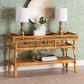 bali & pari Savitri Modern Bohemian Natural Rattan 2-Tier Console Table FredCo