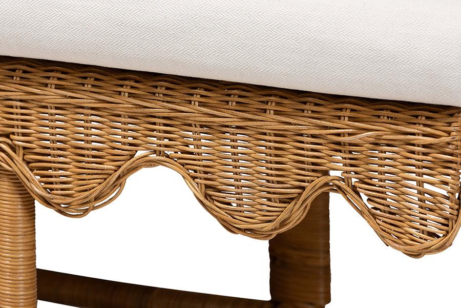 bali & pari Seranay Bohemian Scallop Light Honey Rattan 2-Piece Dining Nook Set FredCo