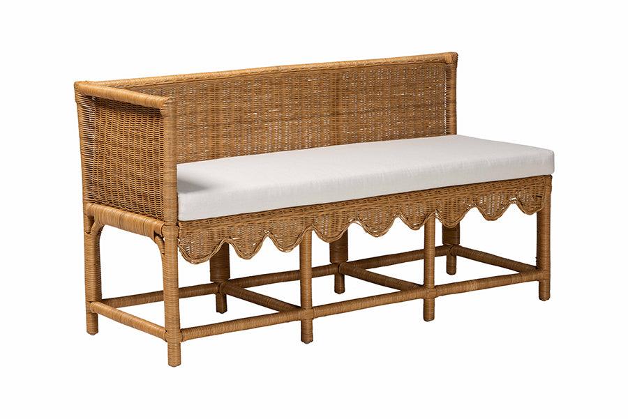 bali & pari Seranay Bohemian Scallop Light Honey Rattan 2-Piece Dining Nook Set FredCo