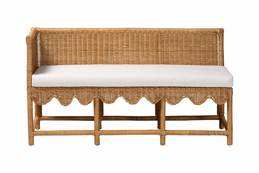 bali & pari Seranay Bohemian Scallop Light Honey Rattan 2-Piece Dining Nook Set FredCo