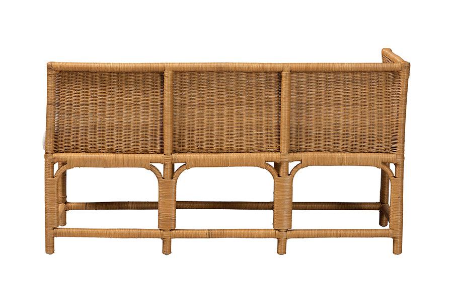 bali & pari Seranay Bohemian Scallop Light Honey Rattan 2-Piece Dining Nook Set FredCo