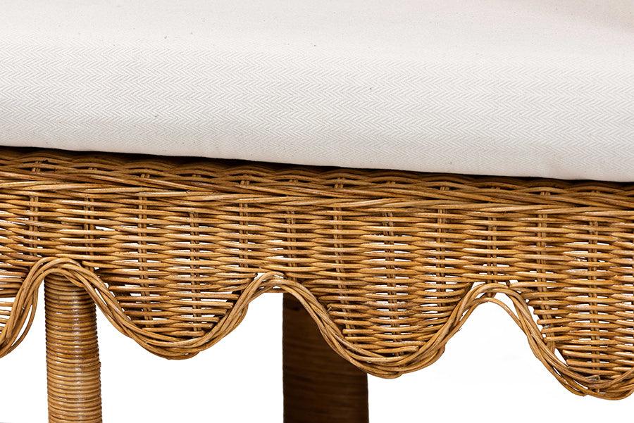 bali & pari Seranay Bohemian Scallop Light Honey Rattan Long Dining Bench FredCo