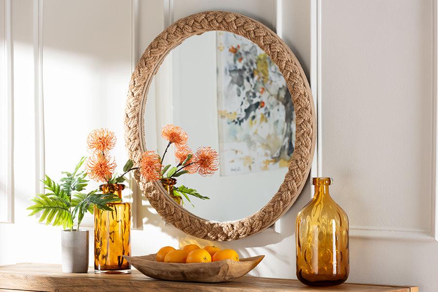 bali & pari Shara Coastal Braided Rope Accent Mirror FredCo