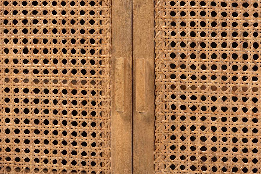 bali & pari Sibu Bohemian Natural Rattan and Reclaimed Wood Cabinet FredCo