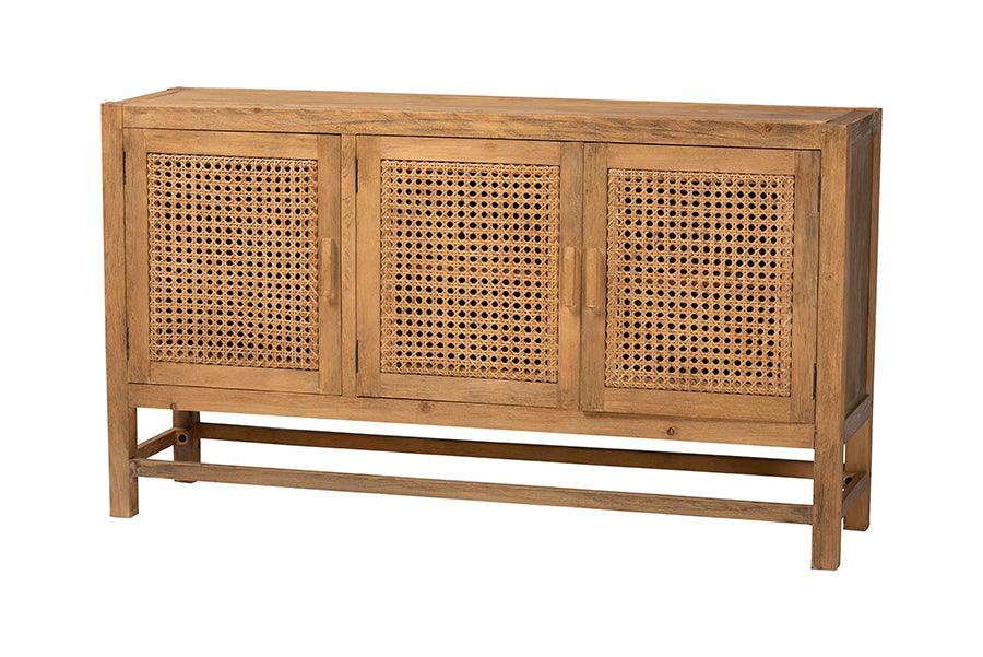 bali & pari Sibu Bohemian Natural Rattan and Reclaimed Wood Cabinet FredCo