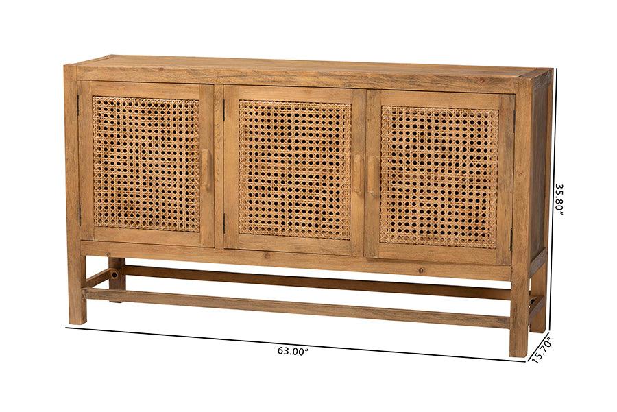 bali & pari Sibu Bohemian Natural Rattan and Reclaimed Wood Cabinet FredCo