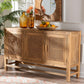 bali & pari Sibu Bohemian Natural Rattan and Reclaimed Wood Cabinet FredCo