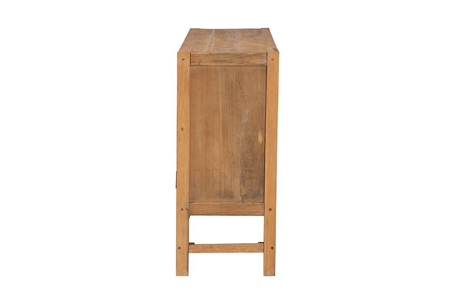 bali & pari Sibu Bohemian Natural Rattan and Reclaimed Wood Cabinet FredCo