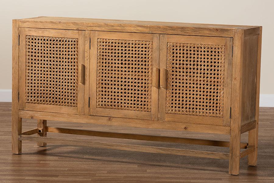 bali & pari Sibu Bohemian Natural Rattan and Reclaimed Wood Cabinet FredCo