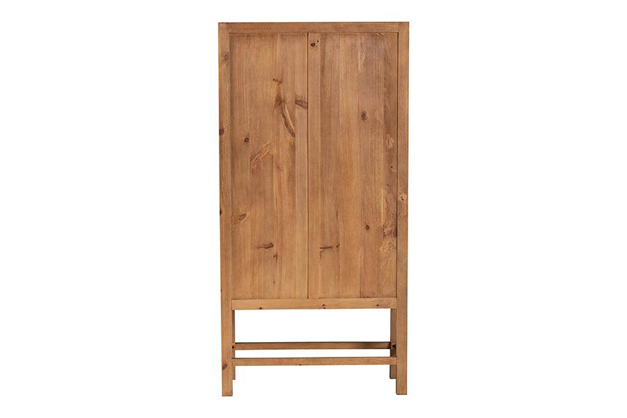 bali & pari Sibu Bohemian Natural Rattan and Teak Wood Tall Cabinet FredCo