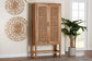 bali & pari Sibu Bohemian Natural Rattan and Teak Wood Tall Cabinet FredCo