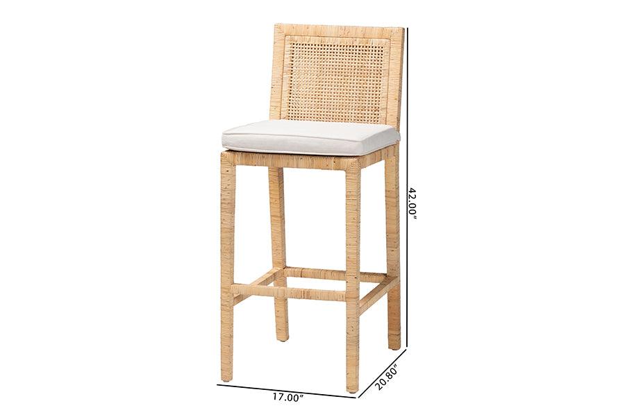 bali & pari Sofia Bohemian Natural Rattan Bar Stool FredCo
