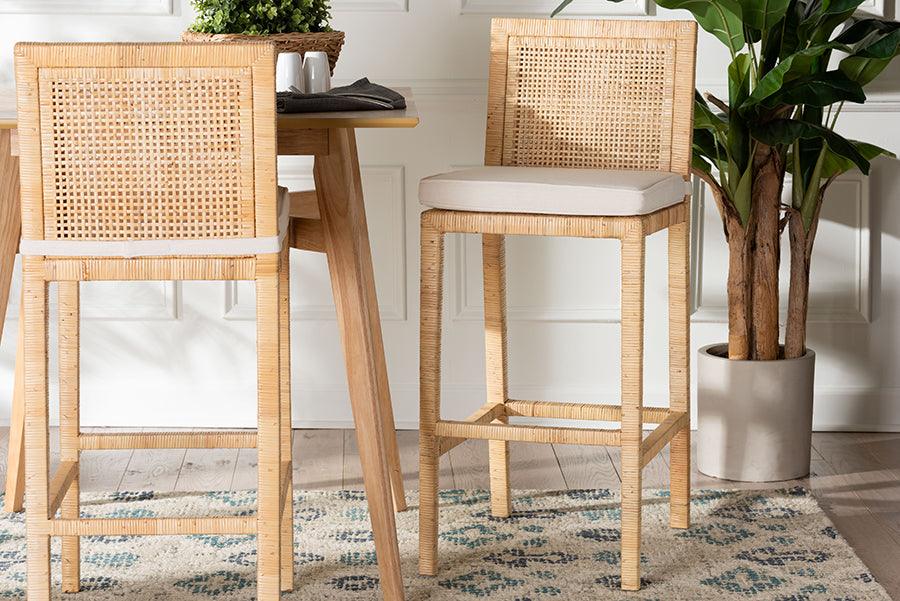 bali & pari Sofia Bohemian Natural Rattan Bar Stool FredCo