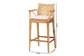 bali & pari Storsel Bohemian Natural Rattan and Teak Wood Bar Stool FredCo