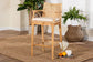bali & pari Storsel Bohemian Natural Rattan and Teak Wood Bar Stool FredCo