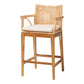 bali & pari Storsel Bohemian Natural Rattan and Teak Wood Counter Stool FredCo