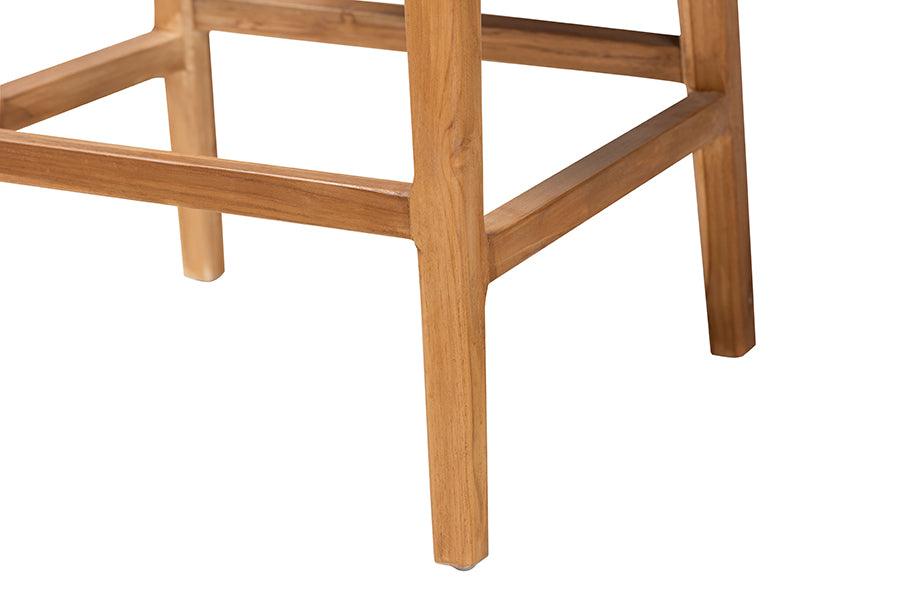 bali & pari Storsel Bohemian Natural Rattan and Teak Wood Counter Stool FredCo
