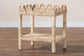 bali & pari Sumana Bohemian Scallop Natural Rattan and Mahogany Side Table FredCo