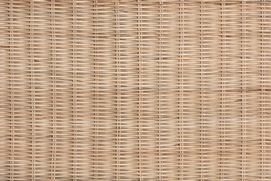 bali & pari Sumana Bohemian Scallop Natural Rattan and Mahogany Side Table FredCo